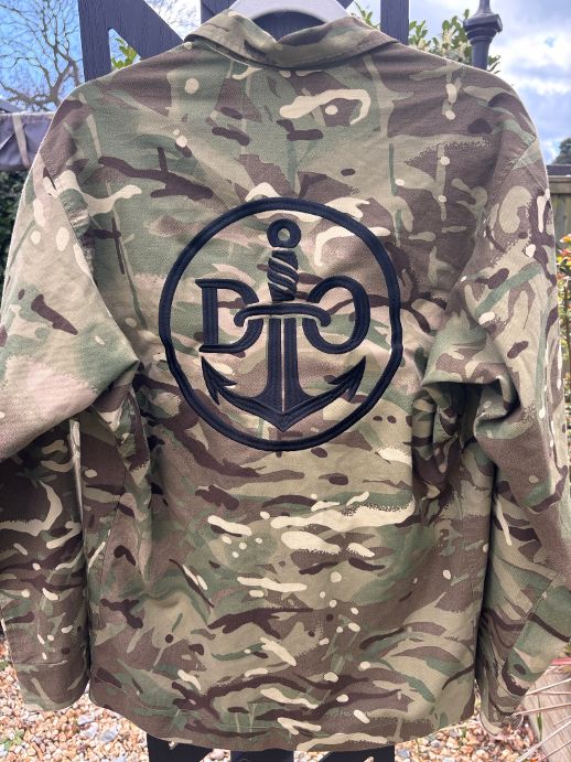 Repurposed British Army Camo Embroidered Barrack Shirt (Size Large) (2)