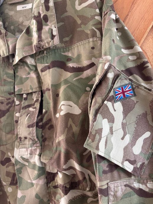 Repurposed British Army Camo Embroidered Jacket (Size Large) DRD Anchor Logo (1)