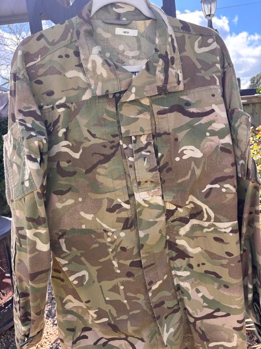 Repurposed British Army Camo Embroidered Jacket (Size Large) DRD Anchor Logo (1)