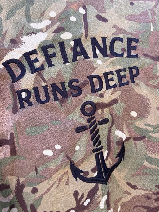 Repurposed British Army Camo Embroidered Jacket (Size Large) DRD Anchor Logo (1)