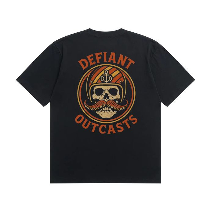 Retro Kraken Tentacle Moustache T-Shirt (Orange & Black) Heavy Duty DTG print