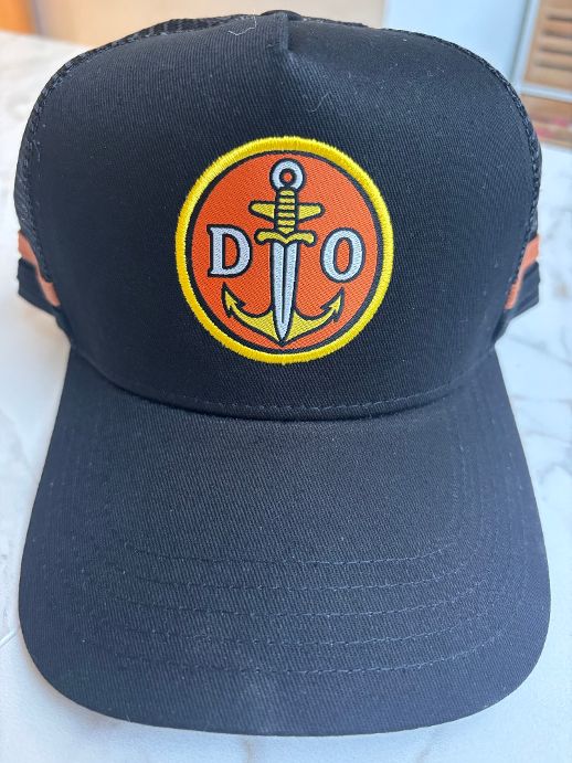 Jet Black & Orange Trucker Cap (Anchor Dagger)