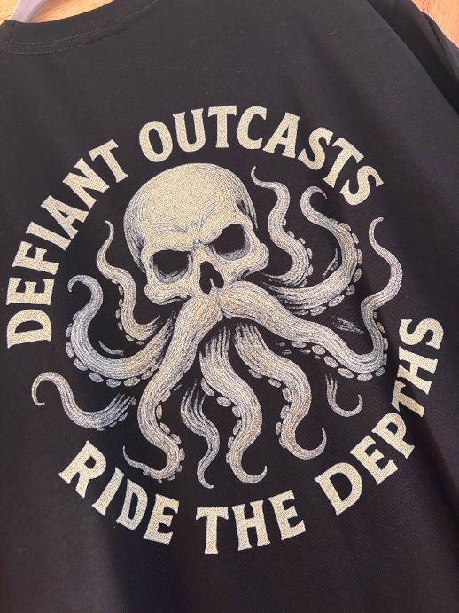 Kraken Skull Tee (Black) Heavy Duty DTG print