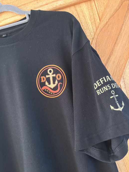 Retro Kraken Tentacle Moustache T-Shirt (Orange & Black) Heavy Duty DTG print