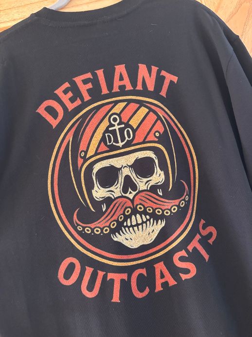 Retro Kraken Tentacle Moustache T-Shirt (Orange & Black) Heavy Duty DTG print