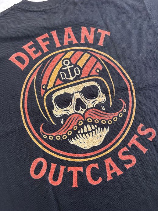 Retro Kraken Tentacle Moustache T-Shirt (Orange & Black) Heavy Duty DTG print