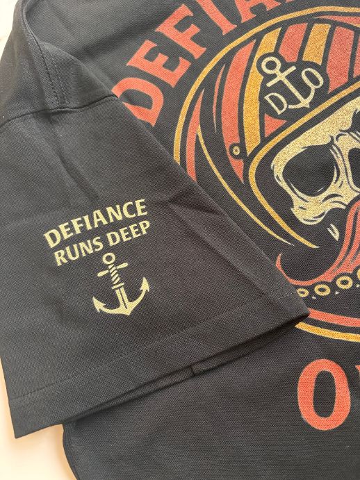 Retro Kraken Tentacle Moustache T-Shirt (Orange & Black) Heavy Duty DTG print