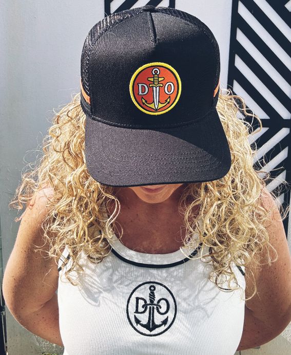Jet Black & Orange Trucker Cap (Anchor Dagger)