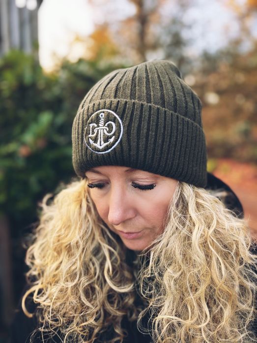 Khaki Green Fleece Lined Beanie