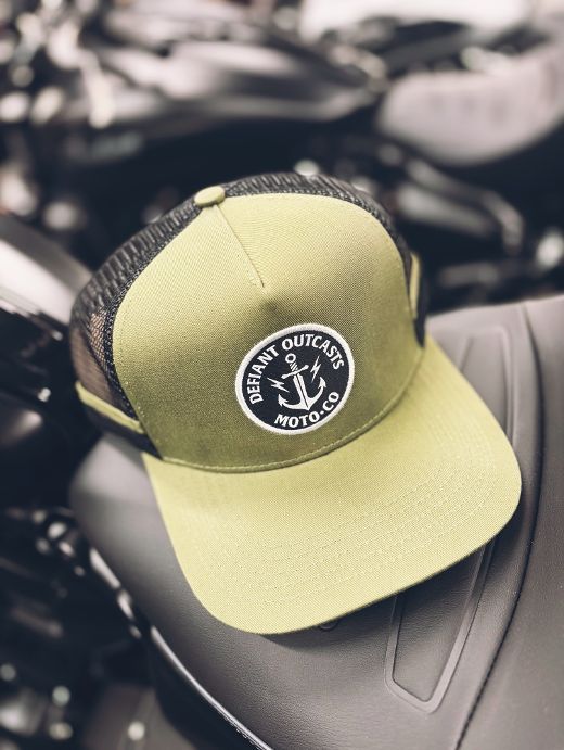Olive Green and Black Trucker Cap (Anchor)
