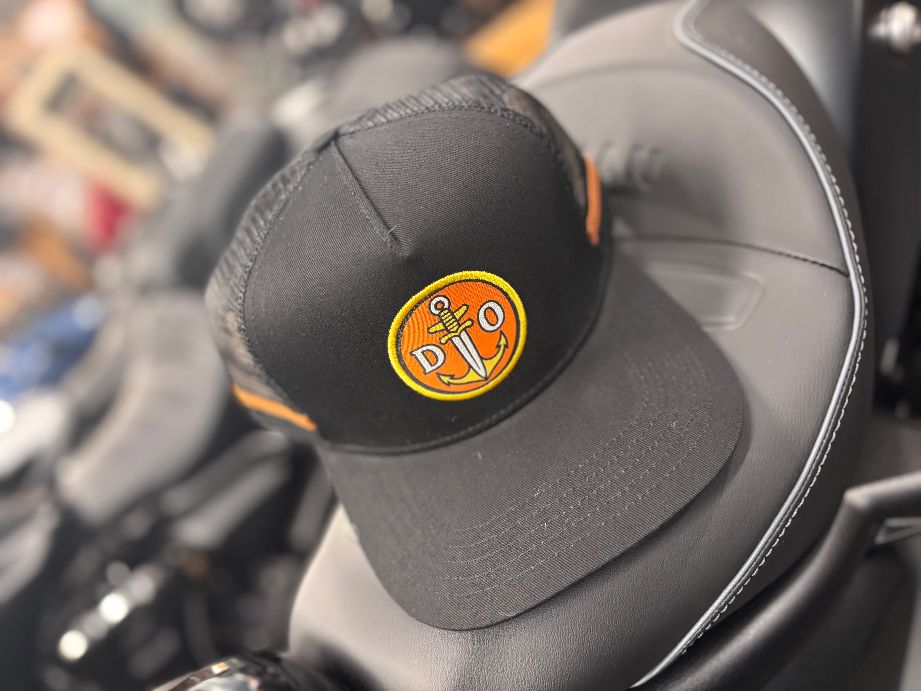 Jet Black & Orange Trucker Cap (Anchor Dagger)