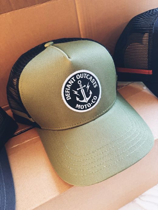 Olive Green and Black Trucker Cap (Anchor)