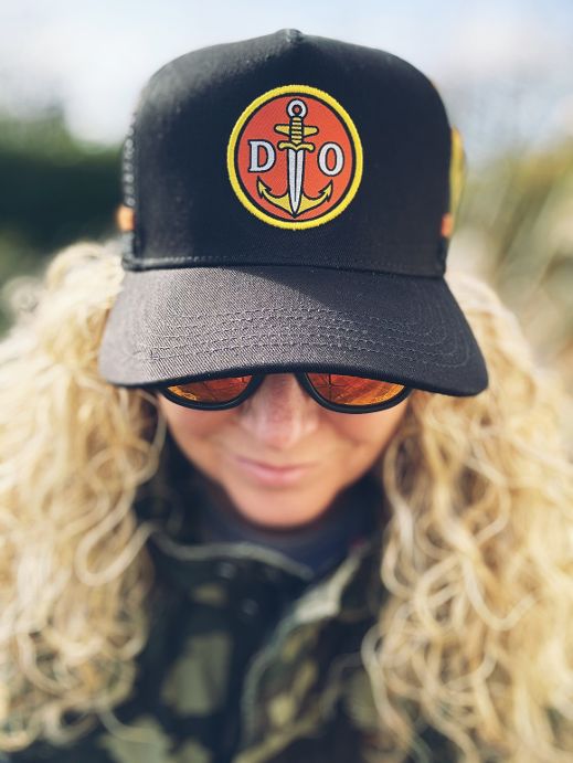 Jet Black & Orange Trucker Cap (Anchor Dagger)