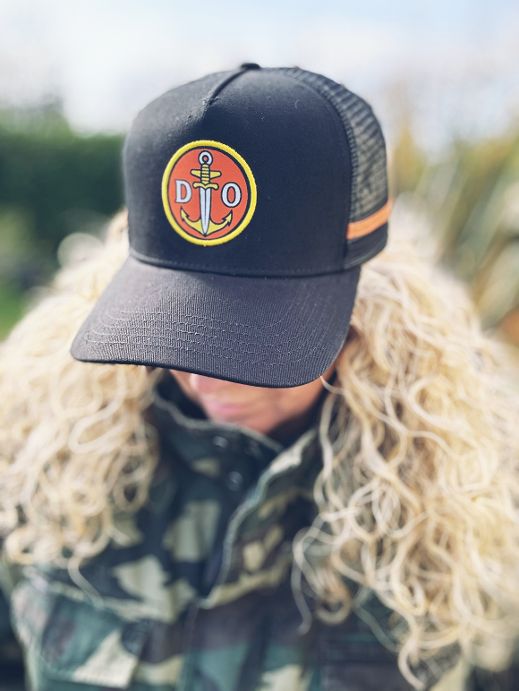 Jet Black & Orange Trucker Cap (Anchor Dagger)